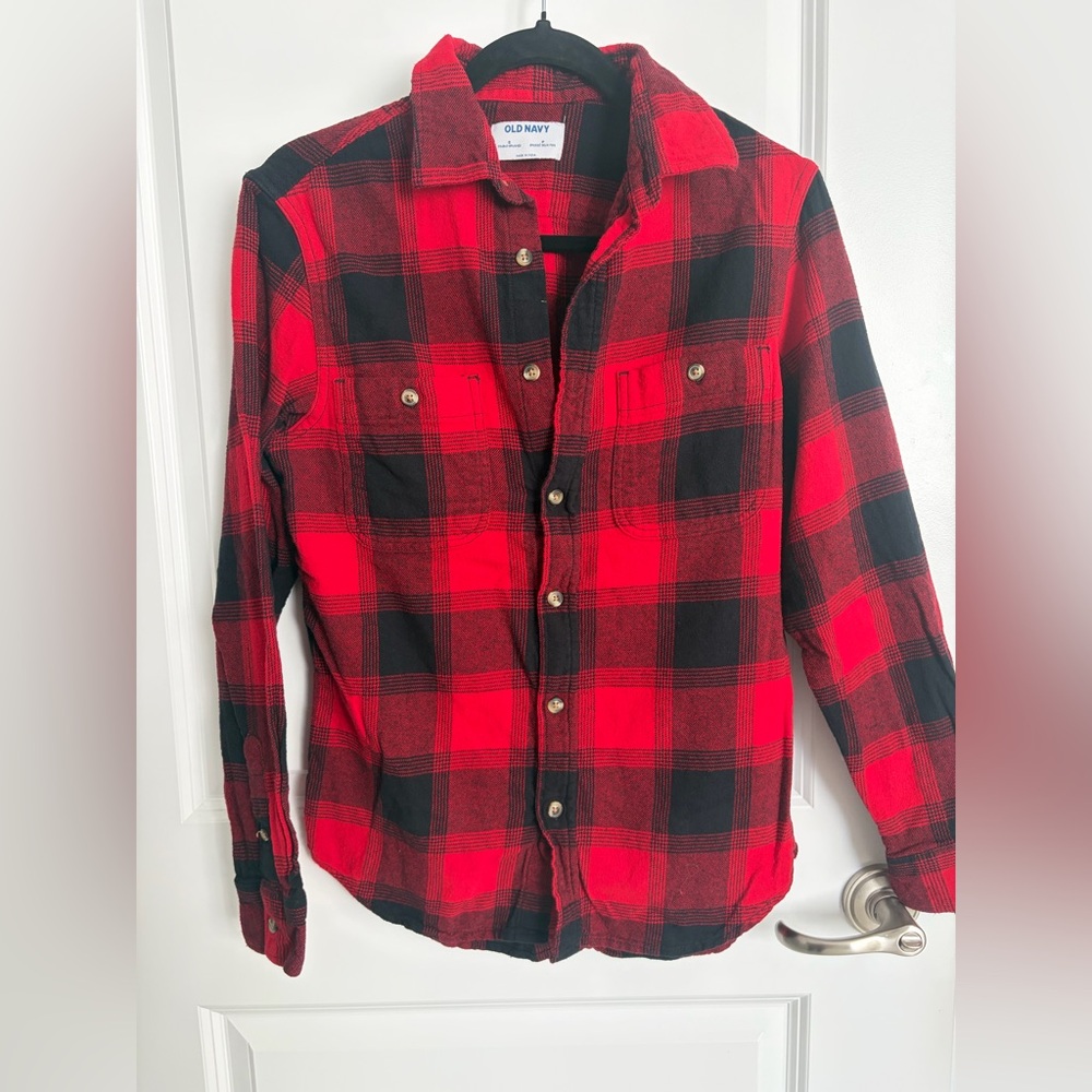 Old Navy Red and Black Checkered Flannel Shirt
